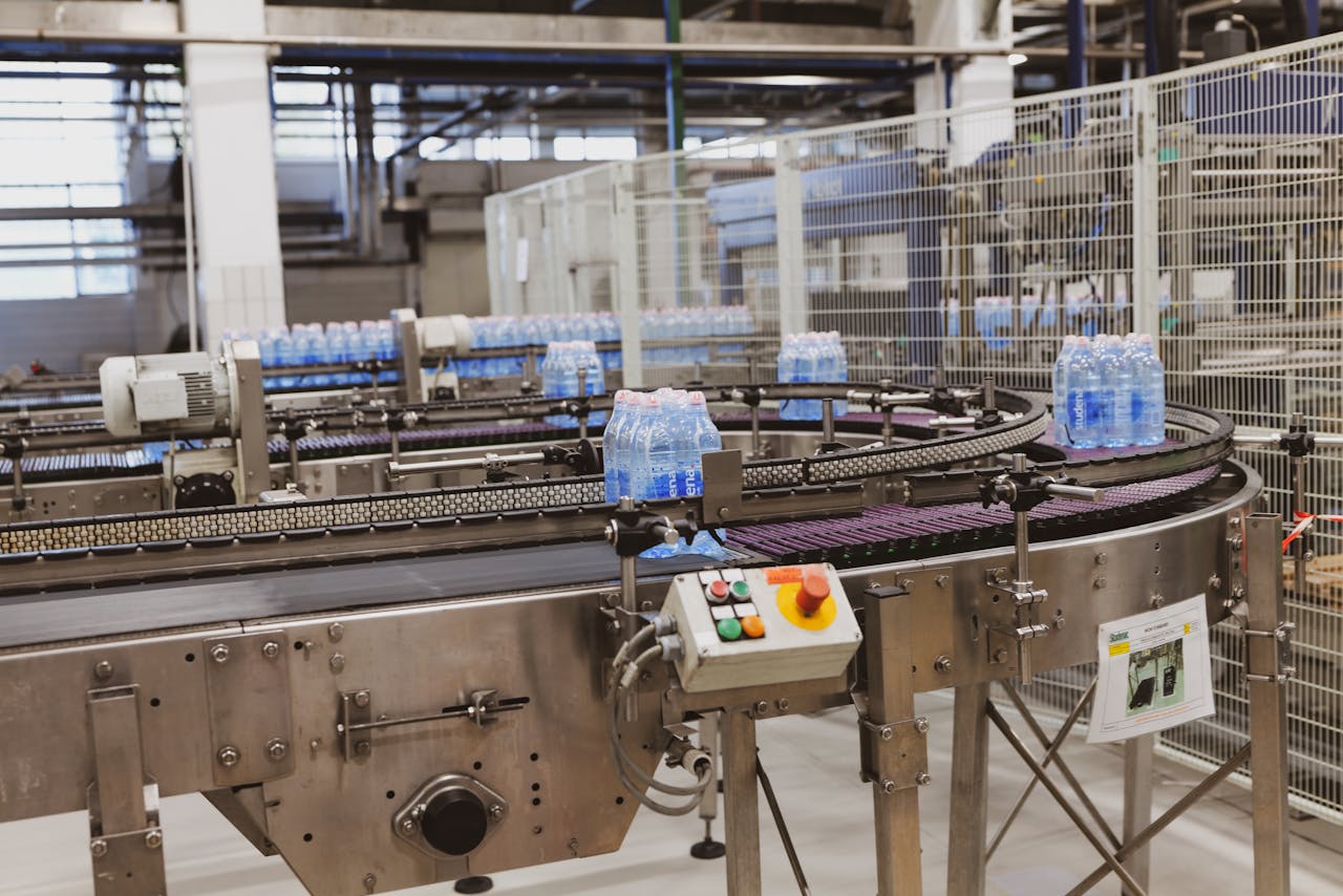 Bottles of Water in Factory